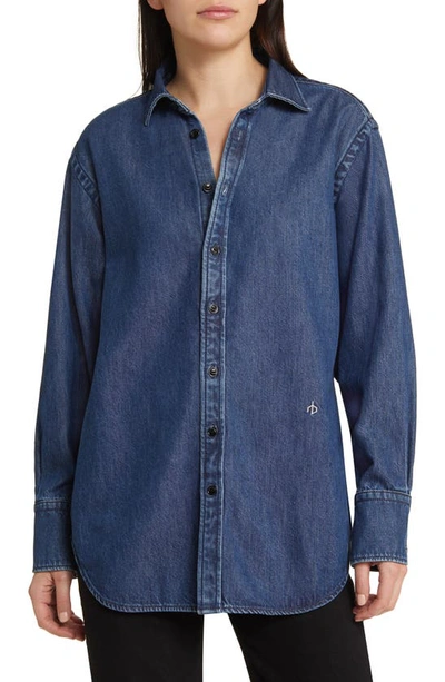 Rag & Bone Diana Logo-embellished Denim-blend Shirt In Randie