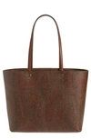 Etro Large Paisley Essential Shopper In Brown/ Red