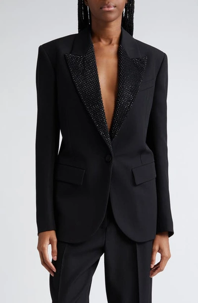 Stella Mccartney Tuxedo Jacket With Hotfix Lapel In 1000 - Black