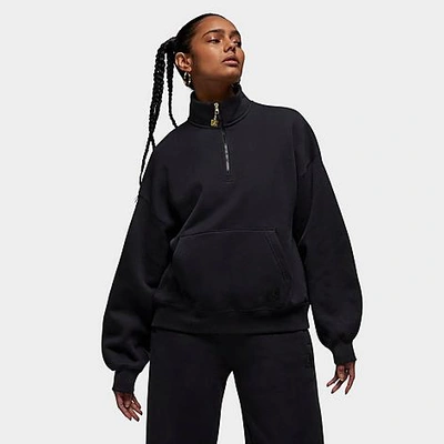 Nike Jordan Flight Fleece Quarter Zip Sweatshirt In Black