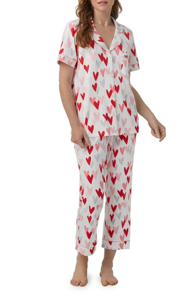 Bedhead Pajamas Cropped Heart-print Pajama Set In Love Is All You N