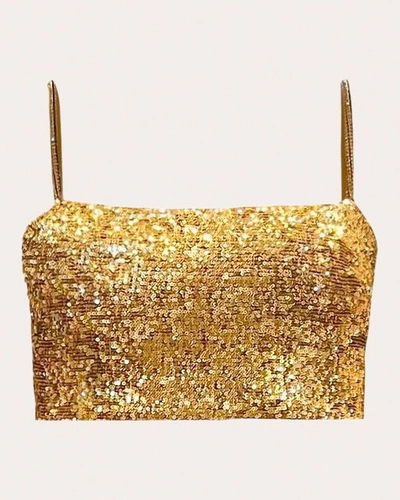 No Pise La Grama Women's Carta De Amor Sequin Crop Top In Gold Sequins
