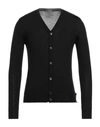 Raf Moore Man Cardigan Midnight Blue Size L Virgin Wool In Black