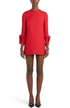 VALENTINO ROSETTE CUFF CREPE COUTURE MINIDRESS