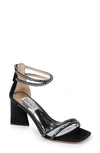 Badgley Mischka Lillie Metallic Crystal Ankle-cuff Sandals In Black