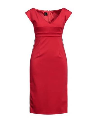 Pinko Woman Midi Dress Red Size 8 Viscose, Polyamide, Elastane, Acetate, Polyester