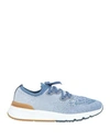 Brunello Cucinelli Man Sneakers Slate Blue Size 13 Textile Fibers
