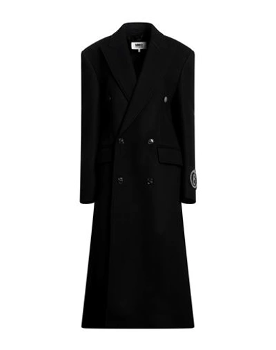 Mm6 Maison Margiela Woman Coat Black Size 14 Wool, Polyamide