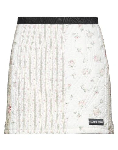 Marine Serre Woman Mini Skirt White Size 8 Cotton, Recycled Polyester, Polyester