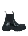 Maison Margiela Woman Ankle Boots Dark Green Size 8 Leather, Textile Fibers