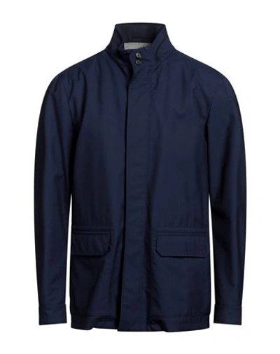 Pal Zileri Man Overcoat & Trench Coat Navy Blue Size 42 Wool, Polyurethane
