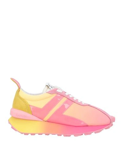 Lanvin Woman Sneakers Pink Size 5 Soft Leather, Textile Fibers