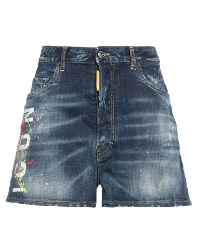 Dsquared2 Woman Denim Shorts Blue Size 6 Cotton, Elastane, Cellulose