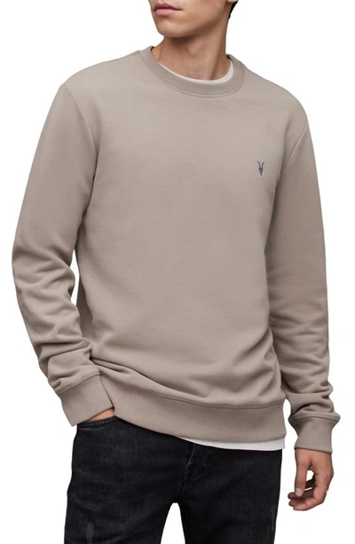 Allsaints Raven Crewneck Sweater In Stone Taupe