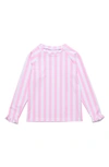 Snapper Rock Toddler, Child Girl Pink Stripe Ls Rash Top In Pink