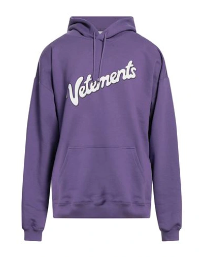 Vetements Man Sweatshirt Purple Size M Cotton, Polyester