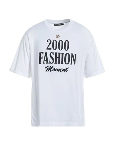 Dolce & Gabbana Man T-shirt White Size 38 Cotton, Bronze, Viscose