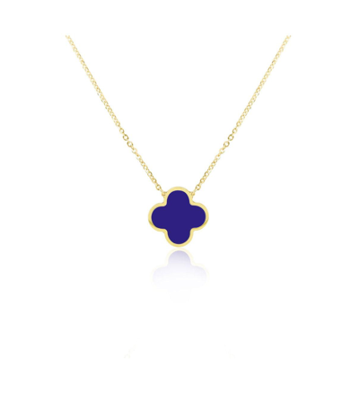 The Lovery Extra Large Lapis Single Clover Necklace In Navy