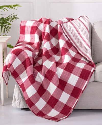 Levtex Camden Buffalo Check Reversible Quilted Throw, 50" X 60" In Red