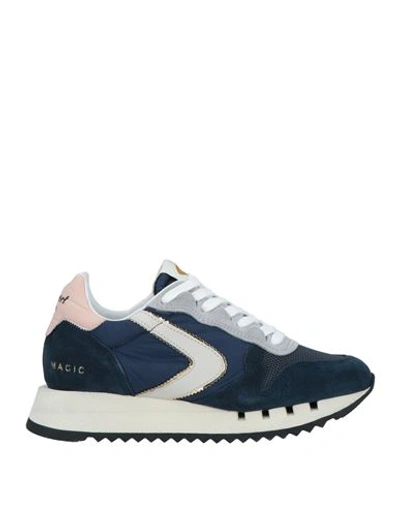 Valsport Woman Sneakers Navy Size 4 Soft Leather, Textile Fibers In Navy Blue