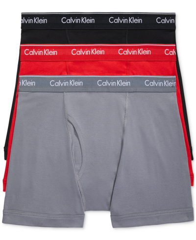 Calvin Klein Men's 3-pk. Cotton Classics Boxer Briefs Underwear, A Macy's Exclusive In Black,rogue,shining Armour