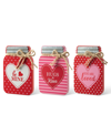 Glitzhome 7" H Valentine's Wooden Mason Jar Table Decor Set, 3 Piece In Multi