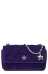 Tory Burch Kira Velvet Mini Flap Bag In Purple