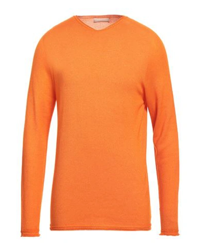 120% Lino Man Sweater Orange Size L Cashmere