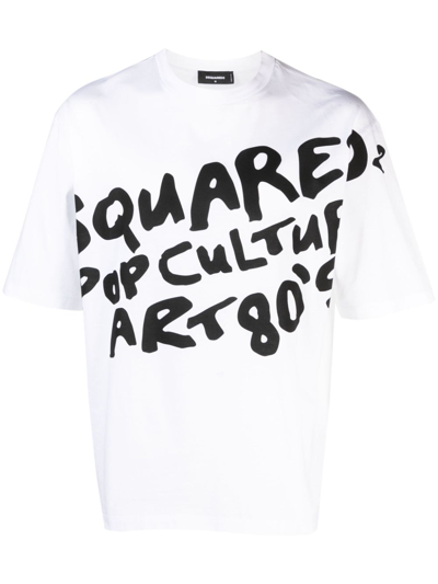Dsquared2 White Pop Culture Art Cotton T-shirt