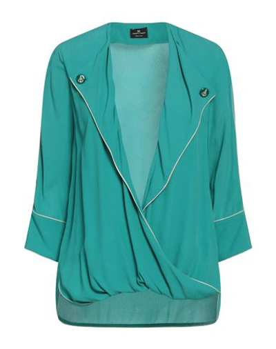 Elisabetta Franchi Woman Blouse Turquoise Size 4 Viscose In Blue