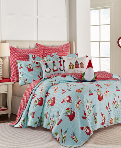 Levtex Gnome For The Holidays Reversible Twin Quilt In Spa