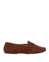 Tod's Woman Loafers Brown Size 6 Leather, Textile Fibers In Brown