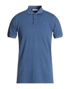 Manuel Ritz Man Polo Shirt Navy Blue Size M Cotton, Elastane