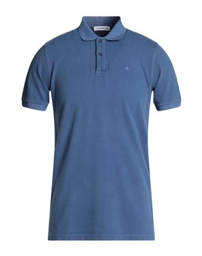 Manuel Ritz Man Polo Shirt Navy Blue Size M Cotton, Elastane