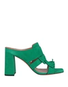 Santoni Woman Sandals Green Size 12 Soft Leather In Green
