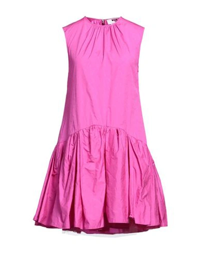 Msgm Woman Mini Dress Fuchsia Size 4 Polyester, Polyamide In Pink