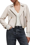 Allsaints Dalby Leather Moto Jacket In Ivory White