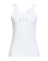 Ea7 Woman Tank Top White Size Xxl Cotton, Elastane In White