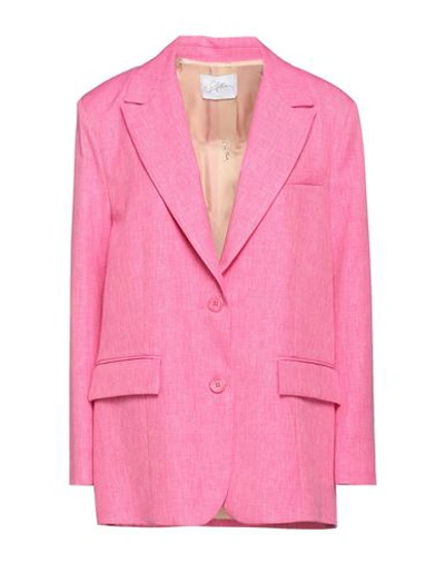 Soallure Woman Blazer Fuchsia Size 4 Polyester, Acetate, Viscose In Pink