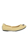 Tod's Woman Ballet Flats Light Yellow Size 8 Leather