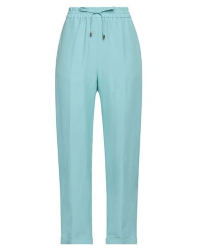 Pinko Woman Pants Turquoise Size 4 Viscose, Linen In Blue