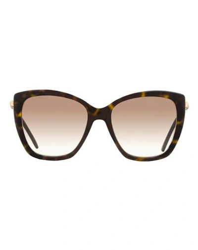 Jimmy Choo Butterfly Rose Sunglasses Woman Sunglasses Brown Size 55 Acetate In Brown