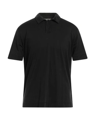 Daniele Fiesoli Man Polo Shirt Charcoal Size L Linen, Elastane In Black