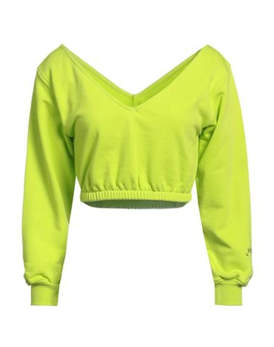 Hinnominate Woman Sweatshirt Acid Green Size S Cotton, Elastane