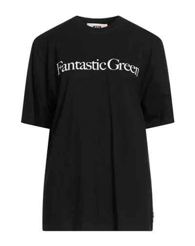 Msgm Woman T-shirt Black Size S Organic Cotton In Black