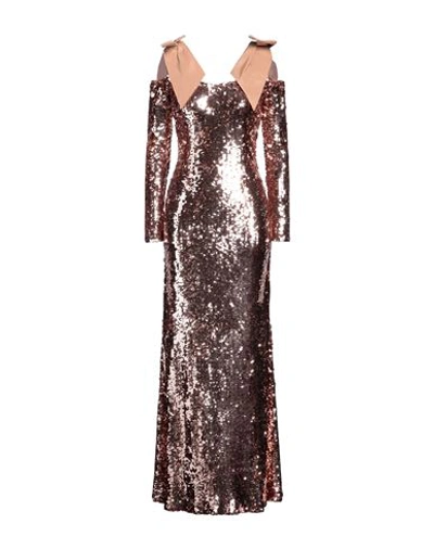 Elisabetta Franchi Woman Maxi Dress Rose Gold Size 8 Polyamide, Polyester, Plastic