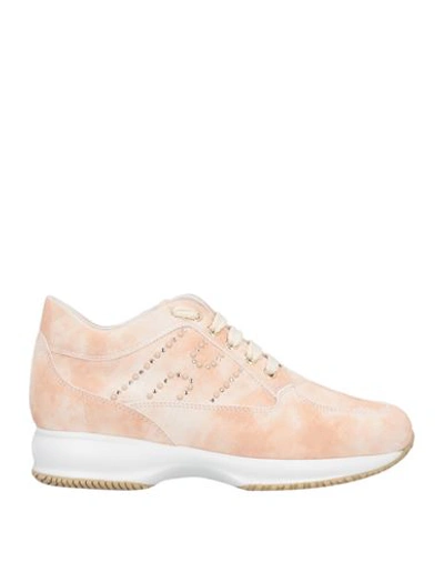 Hogan Woman Sneakers Blush Size 8.5 Soft Leather In Pink