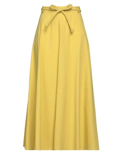 Red Valentino Woman Maxi Skirt Yellow Size 4 Cotton, Elastane