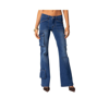 Edikted Roslyn Denim Flared Cargo Pants In Blue Washed In Blue-washed