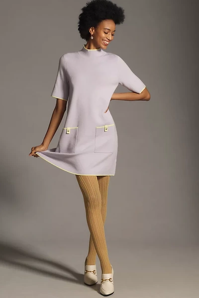 Maeve The Annalise Mock-neck Mini Jumper Dress By  In Purple